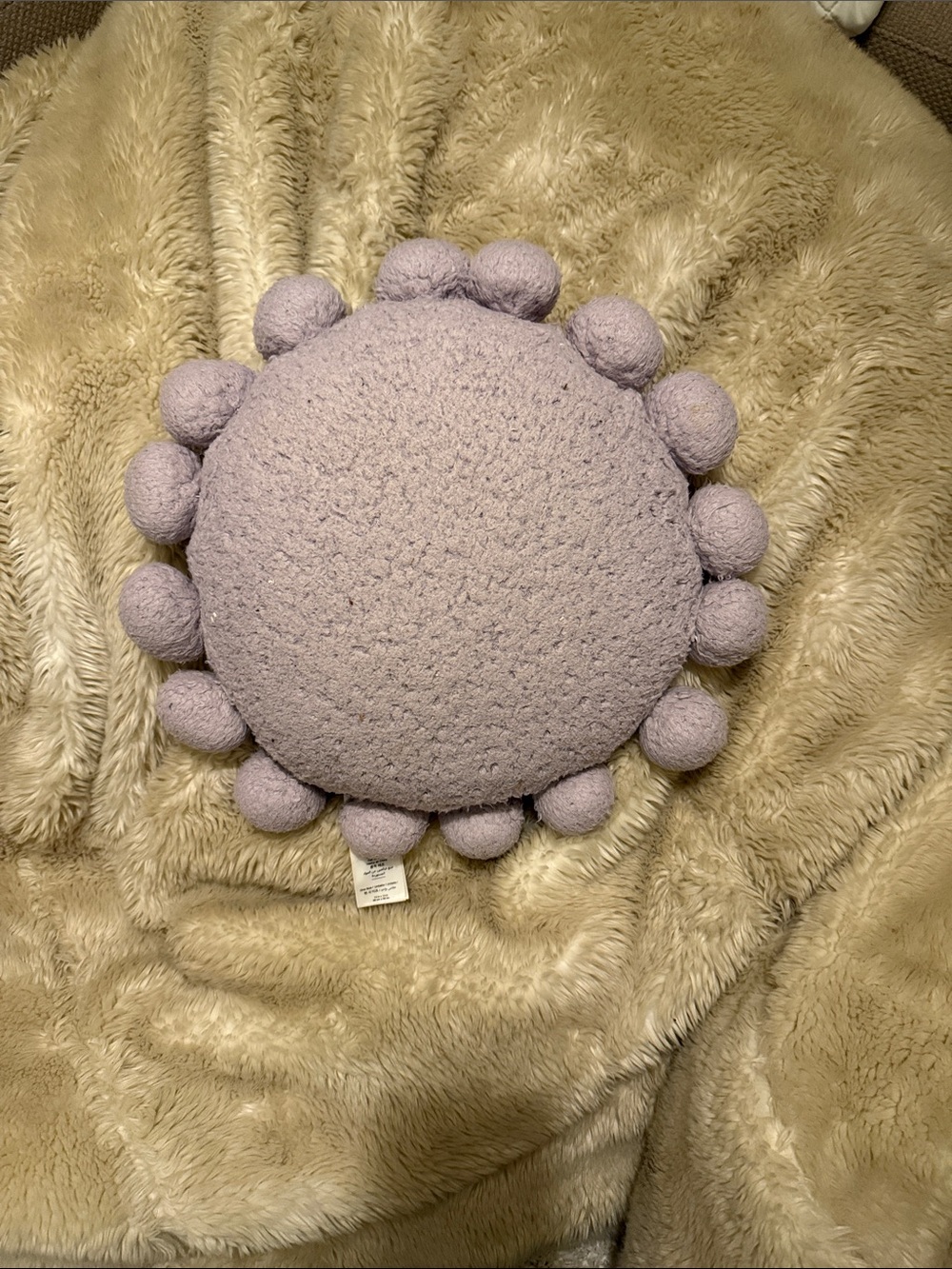 Pottery Barn Round Pom-Pom Accent Pillow - Lavender